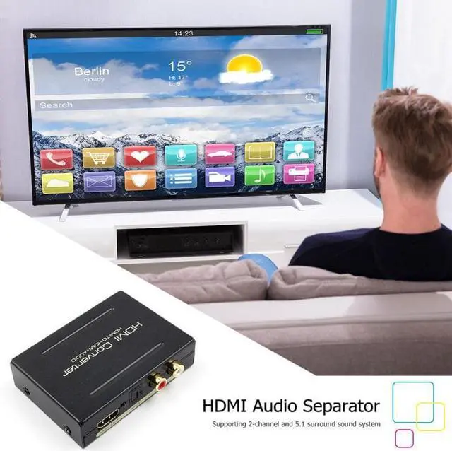 Alt view image 6 of 6 - 1Pcs HDMI to HDMI Video Audio Extractor Adapter Converter Splitter SPDIF+RCA L/R 5.1 Surround Sound System