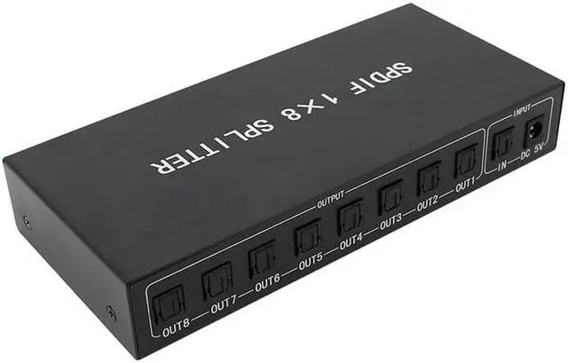 Alt view image 5 of 6 - 1Pcs Style SPDIF/TOSLINK Digital Optical Audio Splitter 1x8 Audio Amplifier Amplificador With Power Adapter