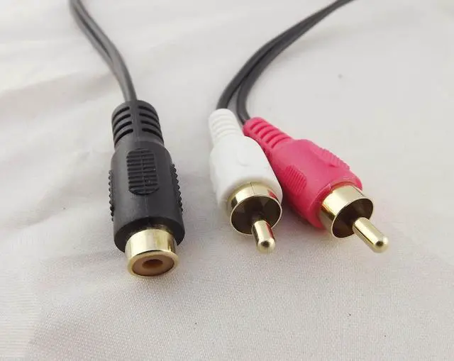 Alt view image 2 of 6 - 10pcs RCA Phono Female To 2x RCA Male Gold Plated Video Audio Adapter Y Splitter Cable 28cm