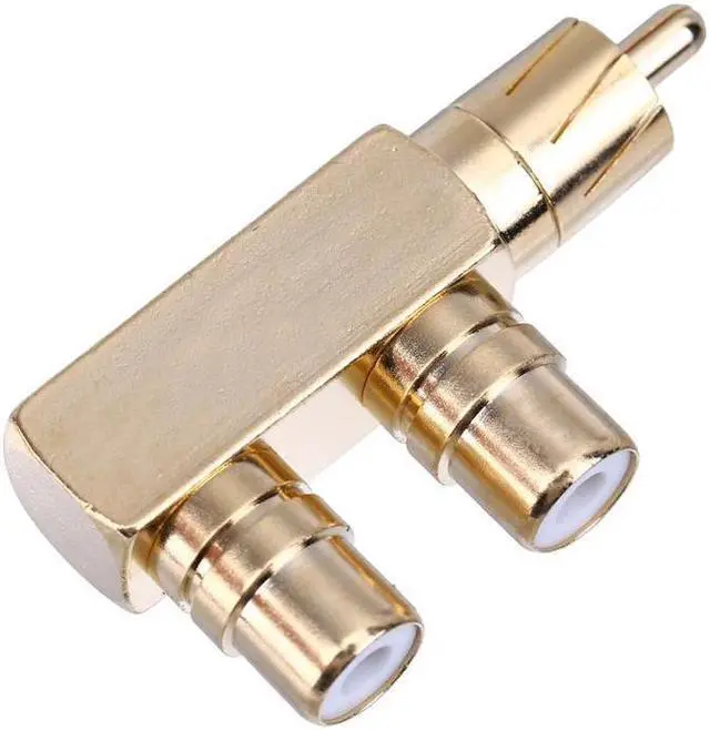 Alt view image 3 of 6 - 1Pcs RCA Male to 2 RCA Female Right Angle Audio Plug Splitter Adapter Connector