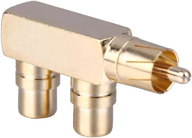 Alt view image 2 of 6 - 1Pcs RCA Male to 2 RCA Female Right Angle Audio Plug Splitter Adapter Connector
