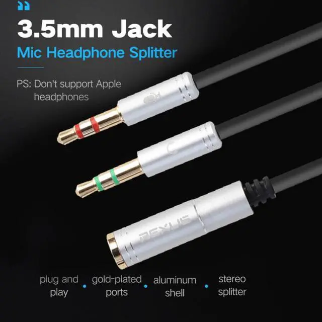 Alt view image 4 of 6 - 1Pcs Female to 2 Male 3.5mm Splitter Headphone for Computer 3.5mm Mic Audio Y Splitter Cable Headset to PC Adapter