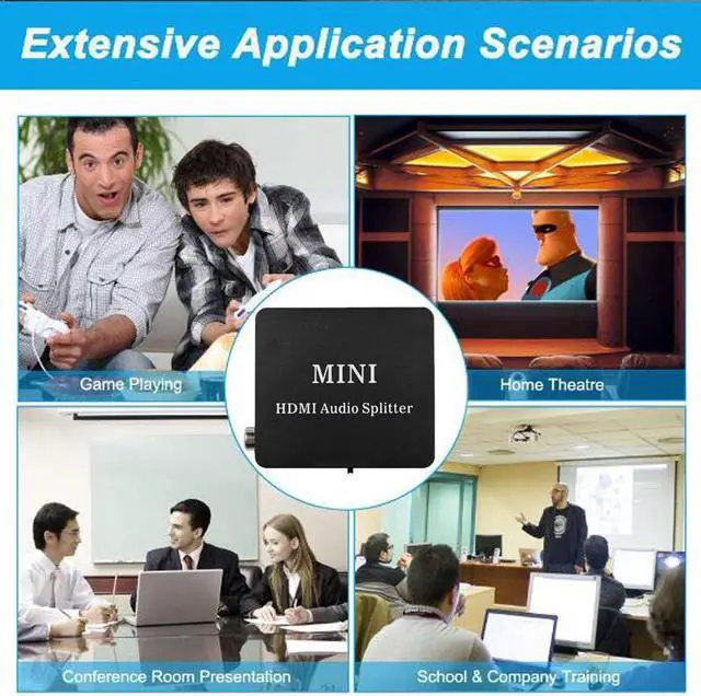 Alt view image 6 of 6 - 1Pcs Hdmi audio extractor HDMI to HDMI and Optical TOSLINK SPDIF + 3.5mm Stereo Audio Extractor Converter HDMI Audio Splitter Adapter