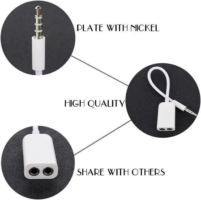 Main image of 1Pcs 1 Male to 2 Female 3.5 Jack Aux Audio Cable Headphone Splitter for iPhone iPad iPod Laptop MP3 Audio Splitter Cable Adapter Jack