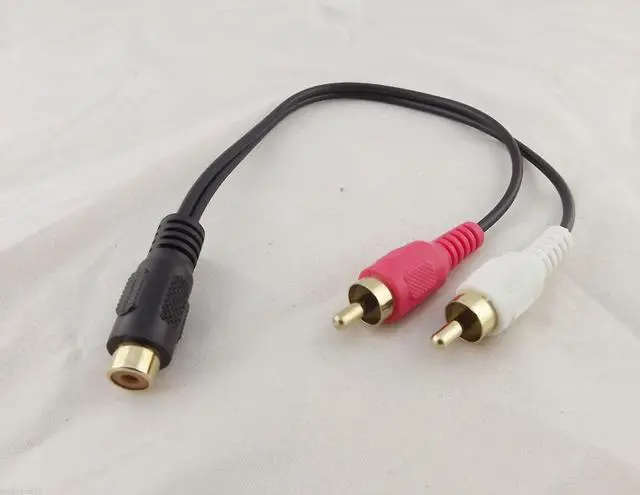 Main image of 10pcs RCA Phono Female To 2x RCA Male Gold Plated Video Audio Adapter Y Splitter Cable 28cm