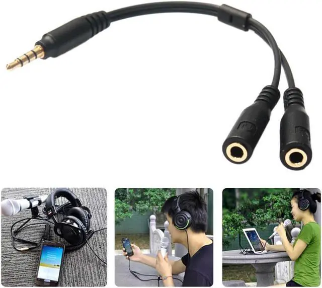 Alt view image 2 of 6 - 1Pcs 1 in 2 3.5mm Stereo Audio Univesal Male to 2 Female Headset Mic Y Splitter Earphone Cable Adapter For Iphone Android Headphone