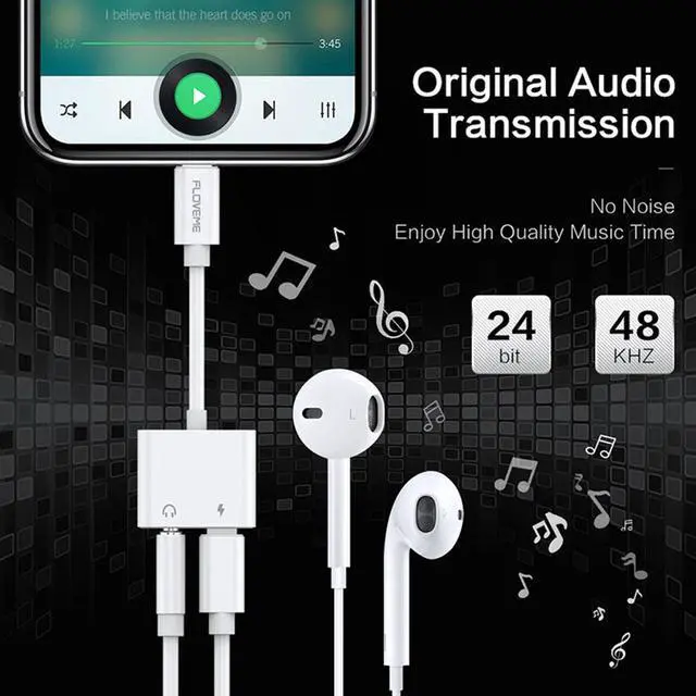 Alt view image 4 of 6 - 1Pcs Adapter For Lighting To 3.5mm Earphone Adapter Splitter For iPhone XS XR X 7 8 Plus Charging Audio Adapter To Aux Jack
