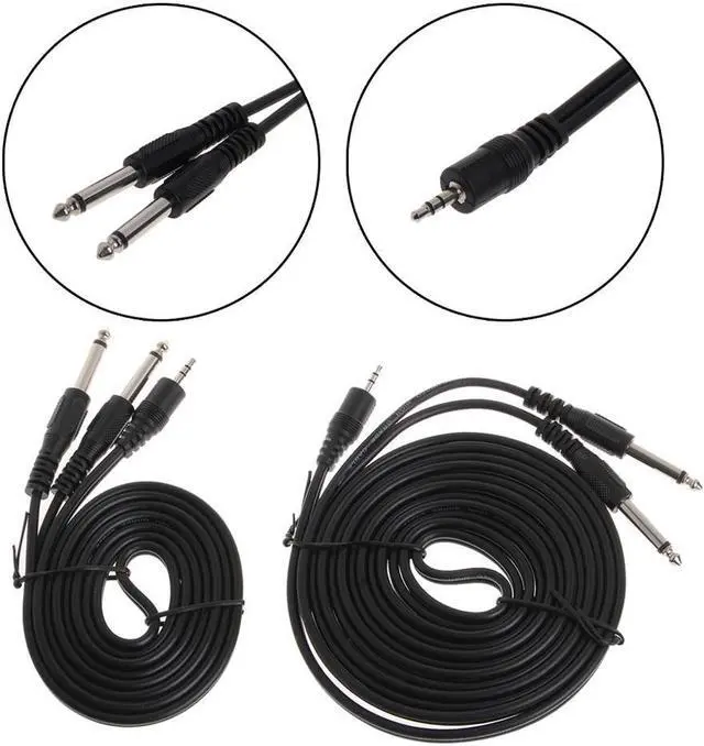 Alt view image 6 of 6 - 1Pcs Stereo 3.5mm 1/8" Jack To 2x 6.35mm 1/4" Male Mono Audio Splitter Adapter Cable audio connections speakers, mixing desk