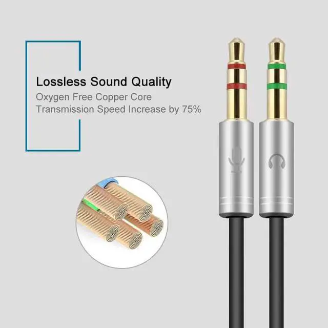 Alt view image 2 of 5 - 1Pcs Audio Adapter Splitter AUX Extension Cable Jack Microphone Headphone Earphone + Mic Splitter Cable 1 Female to 2 Male