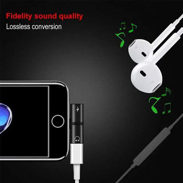 Alt view image 5 of 6 - 1Pcs 2 In 1 Dual Ports Headphone Adapter Phone Case Charger Audio Splitter 8Pin 1 To 2 Audio/Charging for Iphone X XR XS Max 7 8 Plus