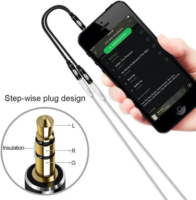 Alt view image 3 of 6 - 1Pcs EMK 3.5mm AUX Splitter Cable 1 male to 2 female Audio Cable Headphone Splitter Audio Extension 3.5mm Cable Adapter Phone MP3/4