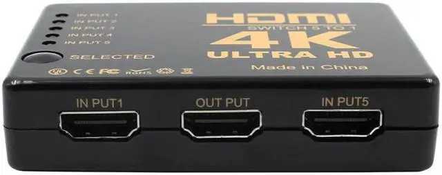 Alt view image 6 of 6 - 1Pcs 3D 5 Port 4K HDMI Adapter Switcher Switch Selector Splitter Hub iR Remote USB to 3.5mm Jack Cable