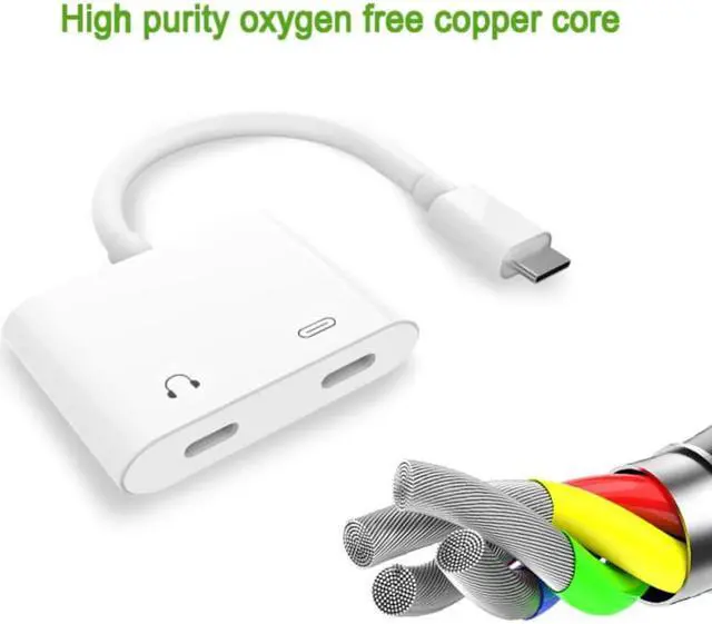 Alt view image 3 of 6 - 1Pcs 2 in 1 Dual Type C Jack Adapter PD Fast Charging Charger USB Type C Plug Headphone Earphone Aux Audio Cable Splitter Converter