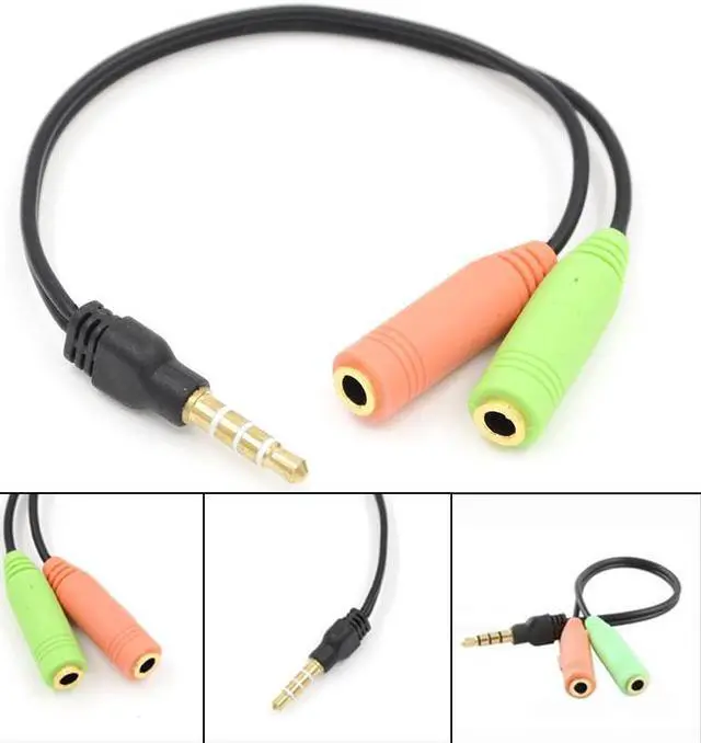 Alt view image 6 of 7 - 1Pcs Audio Jack Splitter Adaptor Cable Combo 3.5mm Male 4 Pole to Dual 3.5mm Female Jack Plug 4 position/4 pin audio port