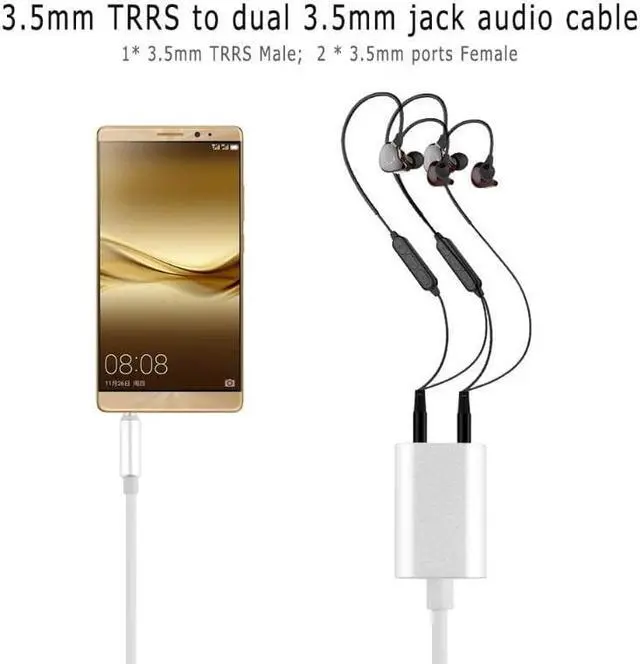 Alt view image 5 of 6 - 1Pcs 3.5mm TRRS Male to Dual 3.5mm Female Stereo Audio Earphone Splitter Adapter Cable cord wire line