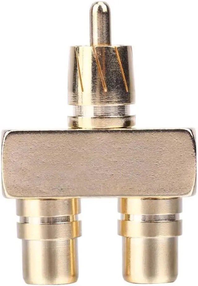 Main image of 1Pcs Copper Gold Plated RCA AV Audio Video Splitter Plug Adapter 1 Male to 2 Female Converter Connector