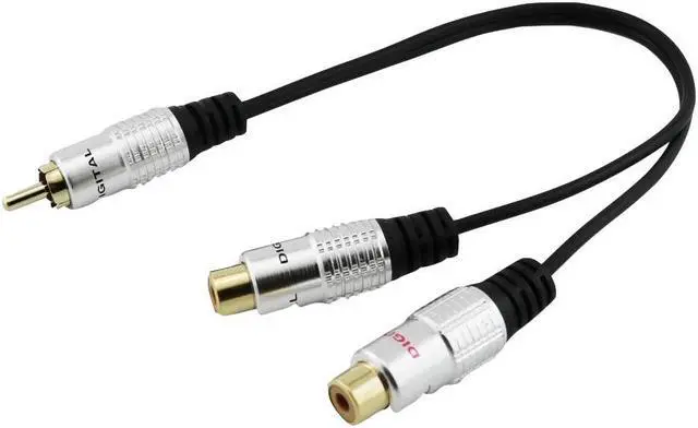 Alt view image 6 of 6 - 1Pcs 1x Gold Plated RCA Phono Male to Dual RCA Female Jack M/F Y Splitter Audio Video Adapter Cable Metal Aluminum Shell 25cm