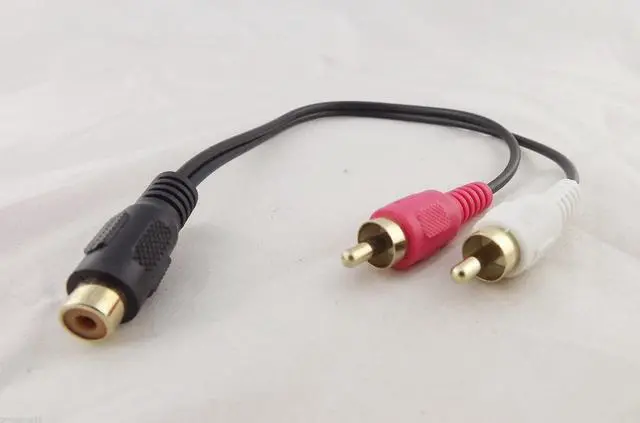 Alt view image 6 of 6 - 10pcs RCA Phono Female To 2x RCA Male Gold Plated Video Audio Adapter Y Splitter Cable 28cm