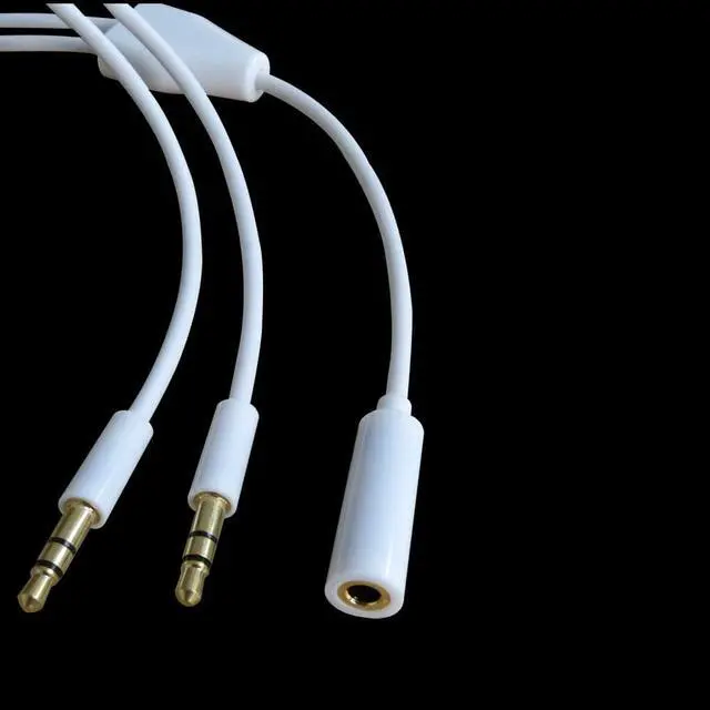 Alt view image 2 of 4 - 1Pcs 3.5mm Stereo Audio Female to 2x Male Headset Mic Y Splitter Adapter Cable 60cm