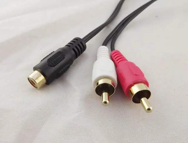 Alt view image 5 of 6 - 10pcs RCA Phono Female To 2x RCA Male Gold Plated Video Audio Adapter Y Splitter Cable 28cm