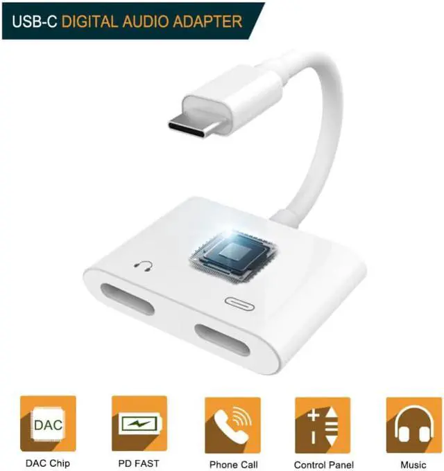 Main image of 1Pcs 2 in 1 Dual Type C Jack Adapter PD Fast Charging Charger USB Type C Plug Headphone Earphone Aux Audio Cable Splitter Converter