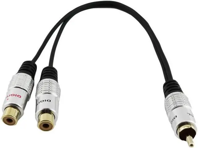 Main image of 1Pcs 1x Gold Plated RCA Phono Male to Dual RCA Female Jack M/F Y Splitter Audio Video Adapter Cable Metal Aluminum Shell 25cm