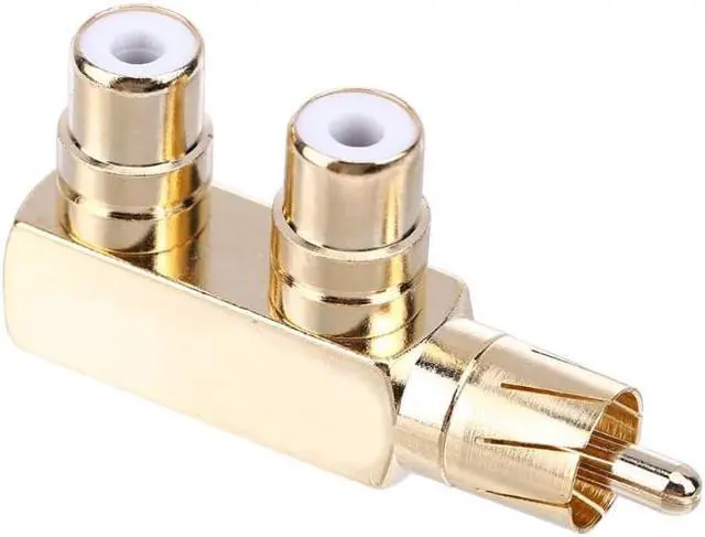 Alt view image 5 of 6 - 1Pcs Audio Right Angle RCA Copper Adapter Splitter 1 RCA Male To 2 RCA Female Plug Splitter Adapter Connector