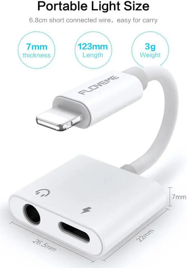 Main image of 1Pcs Adapter For Lighting To 3.5mm Earphone Adapter Splitter For iPhone XS XR X 7 8 Plus Charging Audio Adapter To Aux Jack