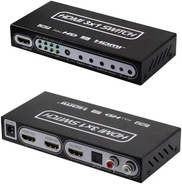 Alt view image 6 of 6 - 1Pcs 3x1 4K HDMI Switch Box 3 In 1 Out HDMI Audio Extractor Splitter 3 Port HDMI Switch HDMI 1.4v With Optical SPDIF & L/R Audio Out
