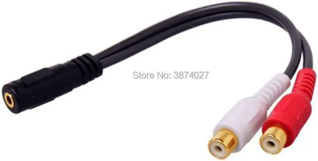 Alt view image 3 of 5 - 1Pcs gold plated head Stereo Splitter 3.5mm Female to 2 RCA Audio Jack Cable Adapter 25cm/0.25m