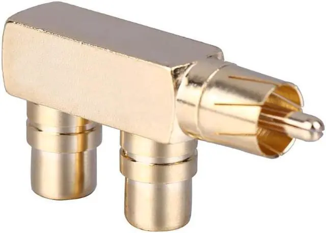 Alt view image 2 of 6 - 1Pcs Audio Right Angle RCA Copper Adapter Splitter 1 RCA Male To 2 RCA Female Plug Splitter Adapter Connector