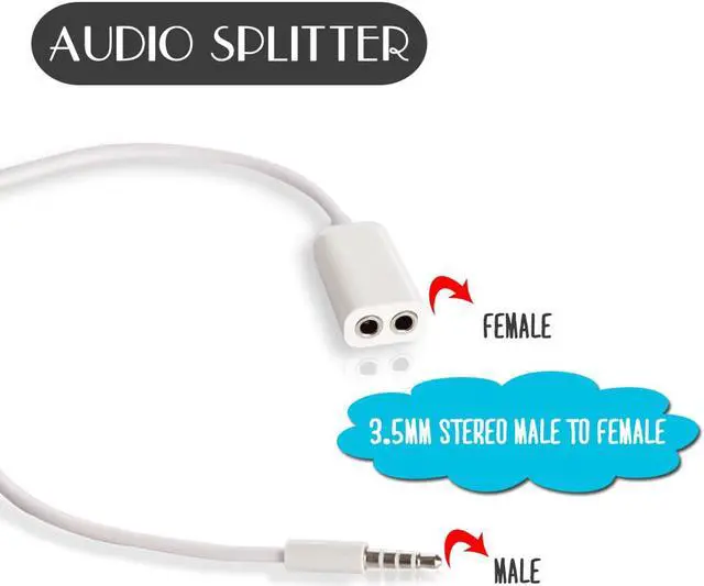 Alt view image 3 of 6 - 1Pcs 1 Male to 2 Female 3.5 Jack Aux Audio Cable Headphone Splitter for iPhone iPad iPod Laptop MP3 Audio Splitter Cable Adapter Jack