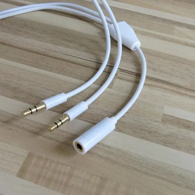 Main image of 1Pcs 3.5mm Stereo Audio Female to 2x Male Headset Mic Y Splitter Adapter Cable 60cm