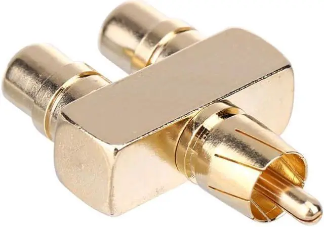Alt view image 3 of 6 - 1Pcs Copper Gold Plated RCA AV Audio Video Splitter Plug Adapter 1 Male to 2 Female Converter Connector