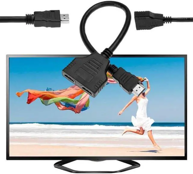 Alt view image 3 of 6 - 1Pcs HDMI Splitter Cable 1 Male To Dual HDMI 2 Female Y Splitter Adapter in HDMI HD LED LCD TV Audio & Video Cables