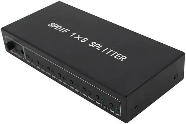 Alt view image 4 of 6 - 1Pcs Style SPDIF/TOSLINK Digital Optical Audio Splitter 1x8 Audio Amplifier Amplificador With Power Adapter