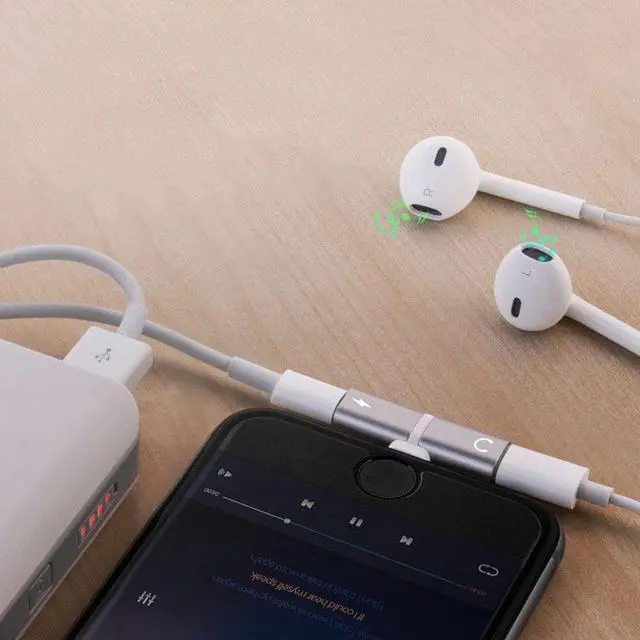 Alt view image 2 of 6 - 1Pcs 2 In 1 Earphone Converter Charging Adapter for Apple Audio Charge Splitter Mini Portable Charger Adapter