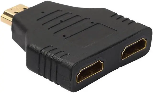 Alt view image 3 of 6 - 1Pcs Portable 1080P HDMI Male to 2 Female 1 In 2 Out Splitter Adapter Protector Hi Speed 1x2 HDMI Splitter Converter