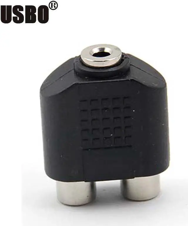 Alt view image 6 of 6 - 1Pcs one min two 3.5mm female to 2RCA female 3.5 to double lotus audio adapter Splitter