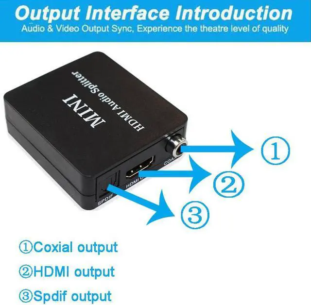 Alt view image 2 of 6 - 1Pcs Hdmi audio extractor HDMI to HDMI and Optical TOSLINK SPDIF + 3.5mm Stereo Audio Extractor Converter HDMI Audio Splitter Adapter