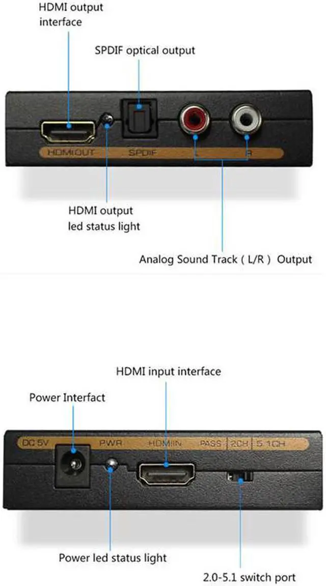 Alt view image 2 of 6 - 1Pcs Hdmi audio extractor HDMI to HDMI Optical TOSLINK SPDIF + RCA L/R Audio Extractor Converter HDMI Audio Splitter Adapter