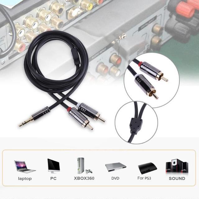 Alt view image 2 of 6 - 1Pcs 3.5mm Male to 2 RCA Male Audio Splitter Converter Cable Adapter 24K Gold Plated Plug Audio Speaker Cables Cord Wire Line