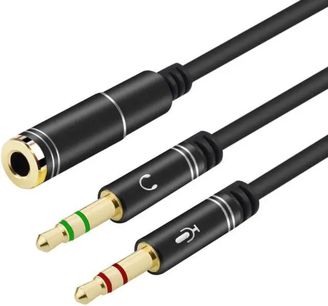 Main image of 1Pcs 3.5mm Audio Y Splitter Cable 1 Female to 2 Male Adapter Headphone Microphone Cord Gold Plated for Headphone to PC Converter