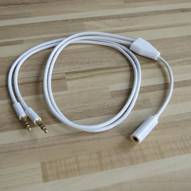 Alt view image 3 of 4 - 1Pcs 3.5mm Stereo Audio Female to 2x Male Headset Mic Y Splitter Adapter Cable 60cm