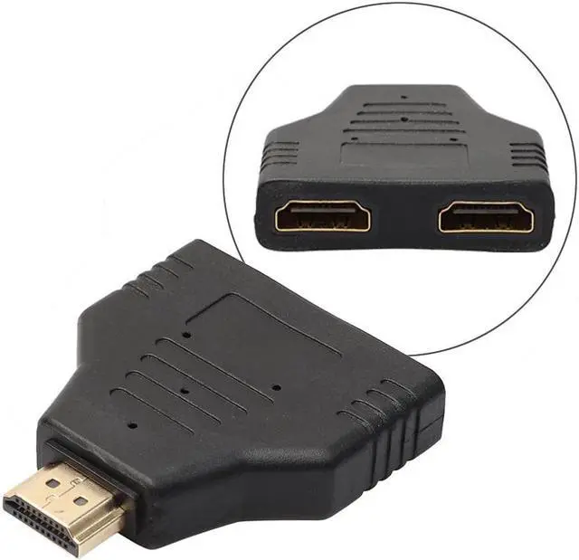 Alt view image 2 of 6 - 1Pcs Portable 1080P HDMI Male to 2 Female 1 In 2 Out Splitter Adapter Protector Hi Speed 1x2 HDMI Splitter Converter