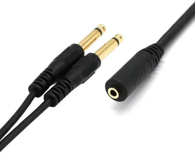 Alt view image 5 of 6 - 1Pcs 3.5mm 20cm Audio Cables Black 1/8 Female Stereo to 2 x 6.35mm 1/4 Mono Male Adapter Y Splitter Cable