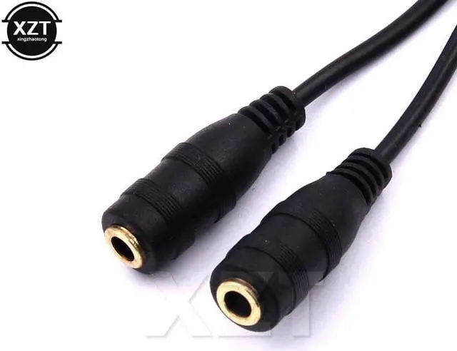 Alt view image 4 of 5 - 1Pcs 3.5mm Male to 2 Female Stereo Audio Y Splitter Adapter Cable w/ Volume Control 17cm Black