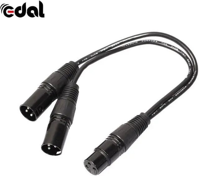 Alt view image 2 of 6 - 1Pcs 3 pin 1Ft XLR microphone adapter cable audio cable XLR female plug to 2 male XLR plug Y splitter cable
