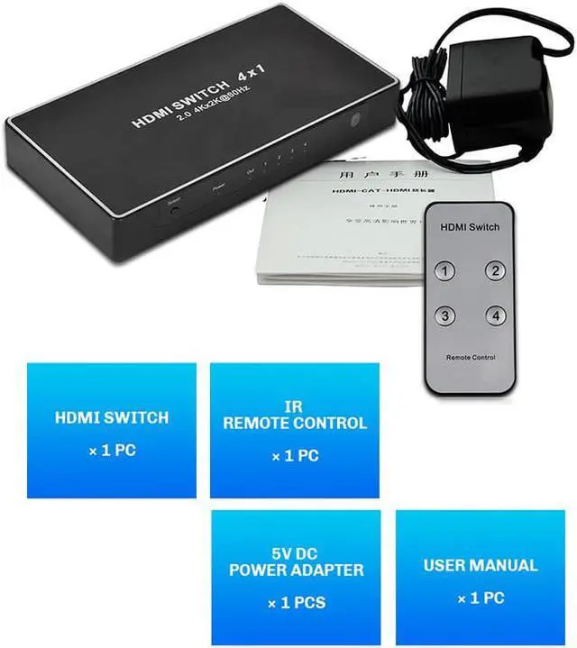 Alt view image 6 of 6 - 1Pcs 4 Ports Hdmi Switch 2.0 Hdmi Splitter 60Hz 3D 1080P Full Hd Splitter 4 Input 1 Output Support 4K x 2K Box With Remote Control