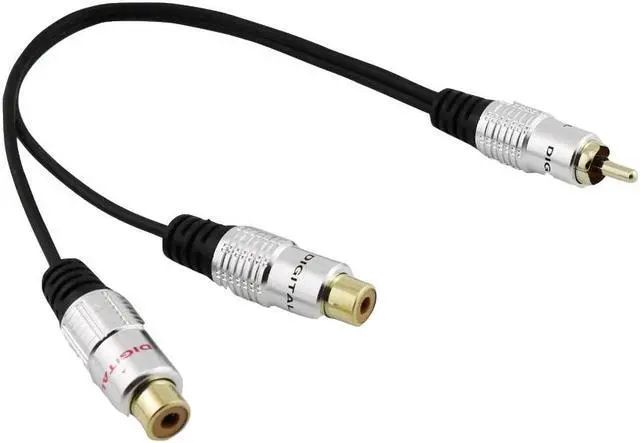 Alt view image 5 of 6 - 1Pcs 1x Gold Plated RCA Phono Male to Dual RCA Female Jack M/F Y Splitter Audio Video Adapter Cable Metal Aluminum Shell 25cm